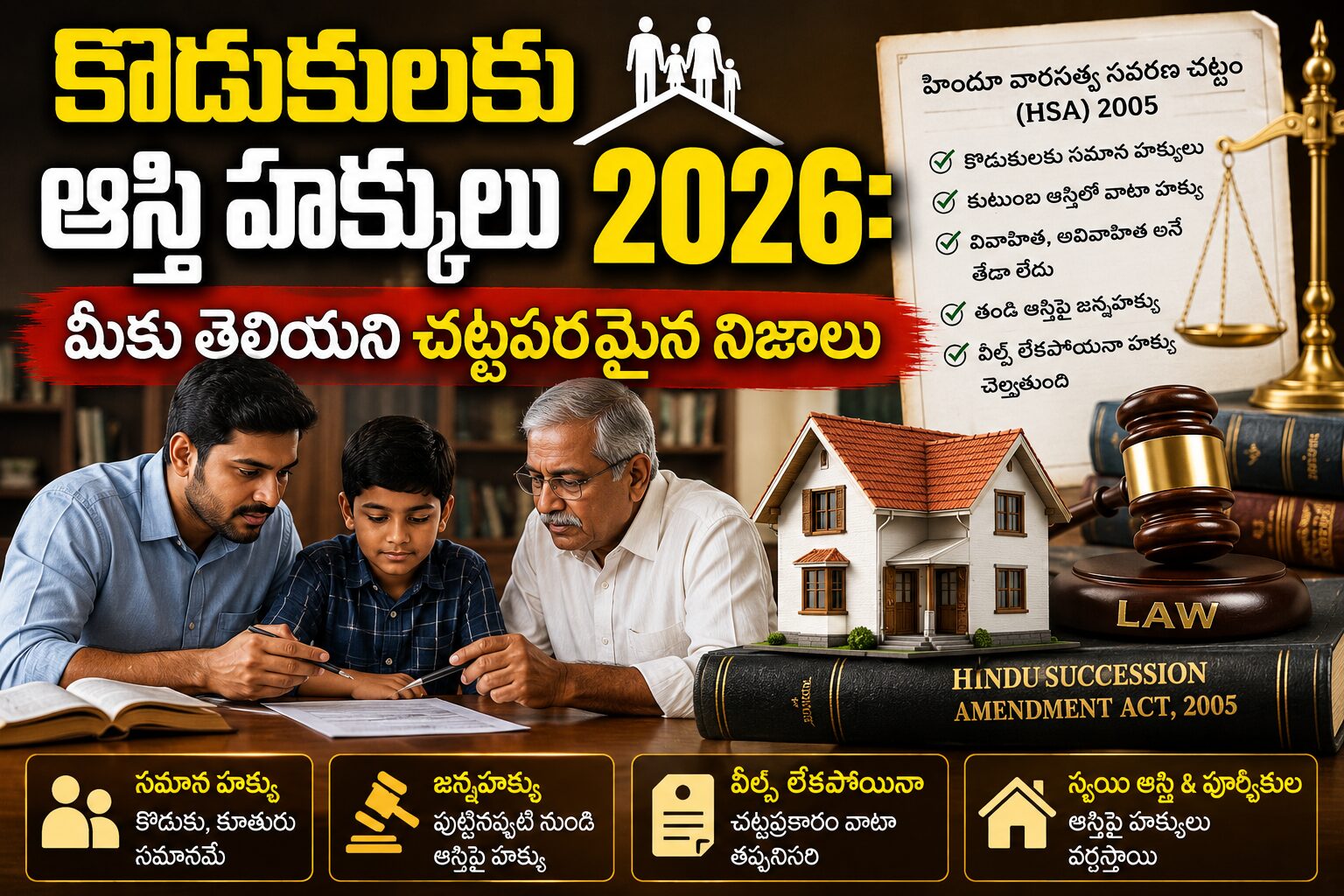 కొడుకులకు ఆస్తి హక్కులు భారత చట్టం 2026 తెలుగు