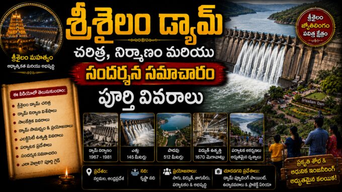 Srisailam Dam కృష్ణా నది దృశ్యం — 145 మీటర్ల ఎత్తైన డ్యామ్