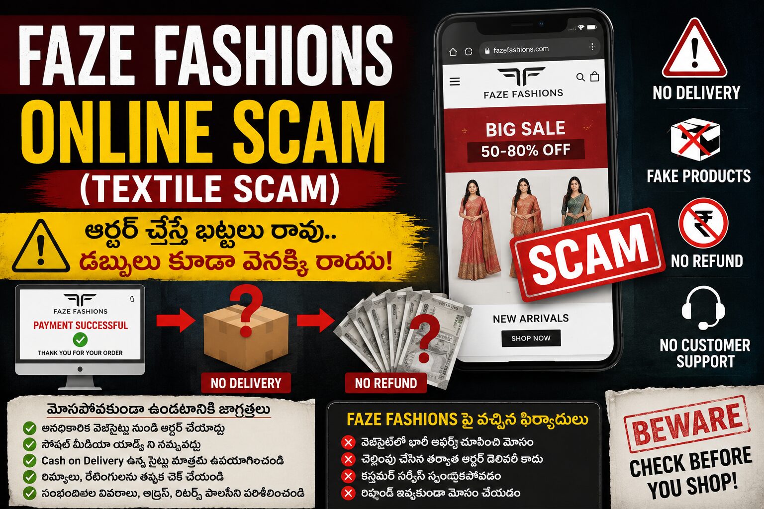 Faze Fashion ఆన్‌లైన్ ఫ్రాడ్ హెచ్చరిక తెలుగు